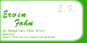 ervin fohn business card